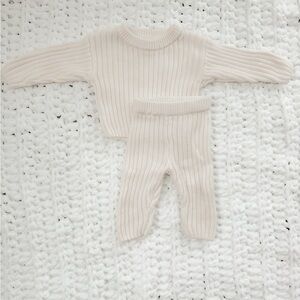 White Knit Sweater & Pant Newborn Set
